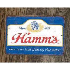Hamms Beer Born in the Land‎ of the Sky Blue Water 8x12 Metal Wall Bar Sign
